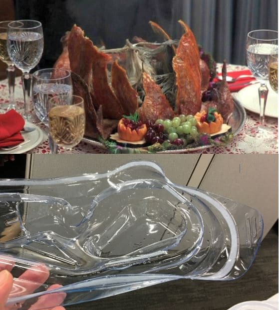 plastic tray next to griswold turkey